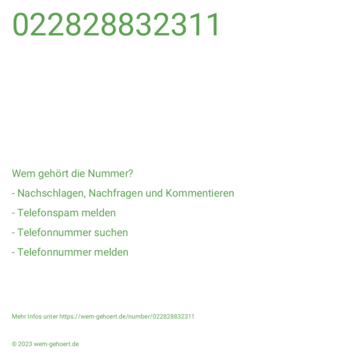 Wem gehört die Nummer 022828832311?