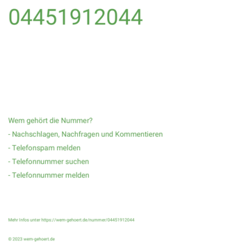 Wem gehört die Nummer 04451912044?
