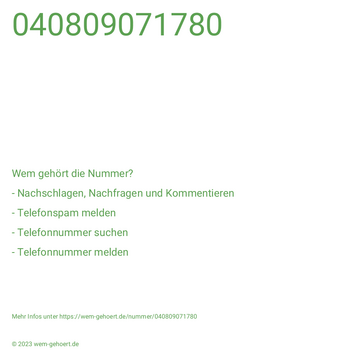 Wem gehört die Nummer 040809071780?