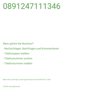 Wem gehört die Nummer 0891247111346?