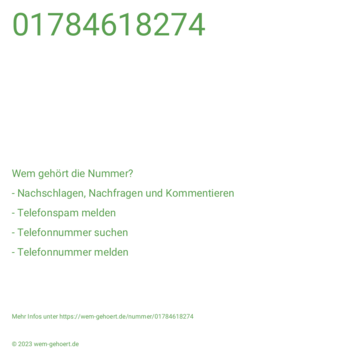 Wem gehört die Nummer 01784618274?