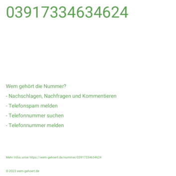 Wem gehört die Nummer 03917334634624?