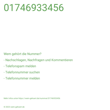 Wem gehört die Nummer 01746933456?