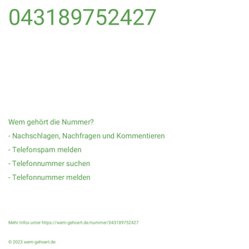 Wem gehört die Nummer 043189752427?