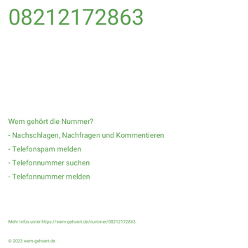 Wem gehört die Nummer 08212172863?